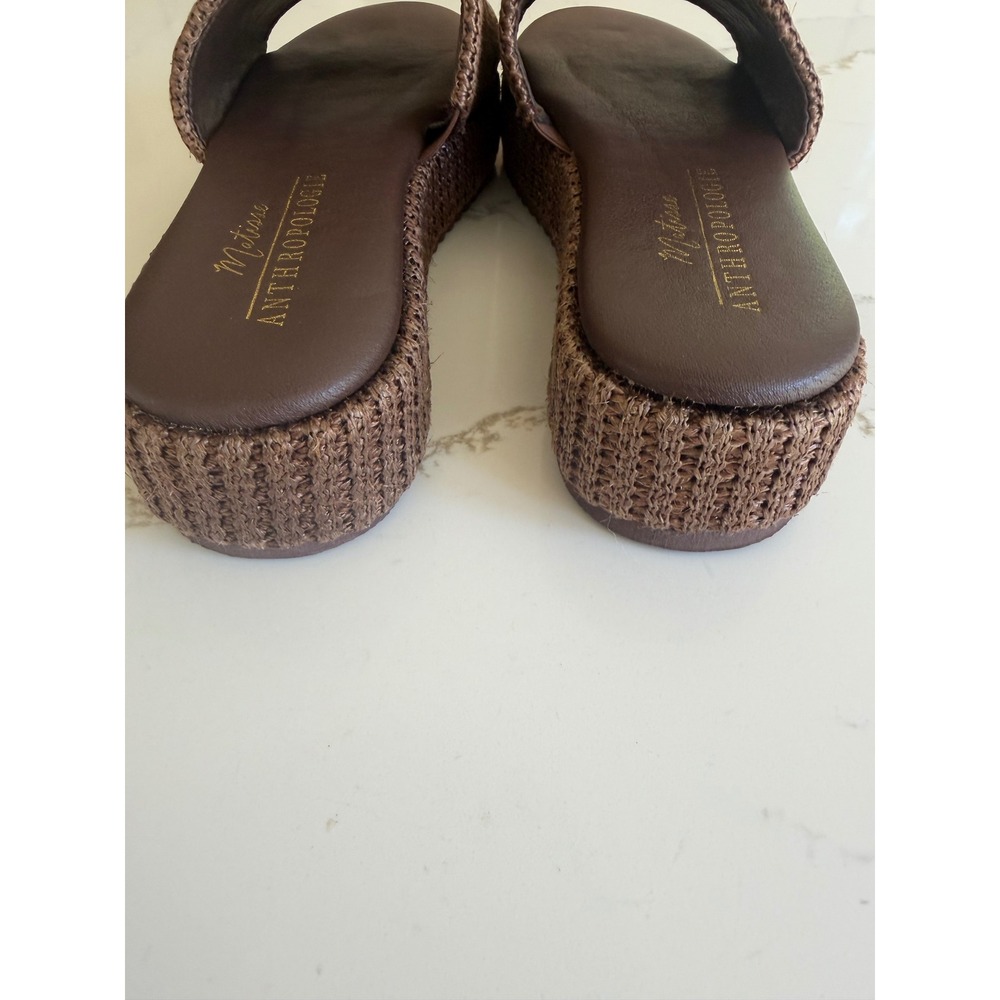 Matisse Anthropologie Brown Woven Raffia Platform Slide Sandals Womens - Picture 2 of 7